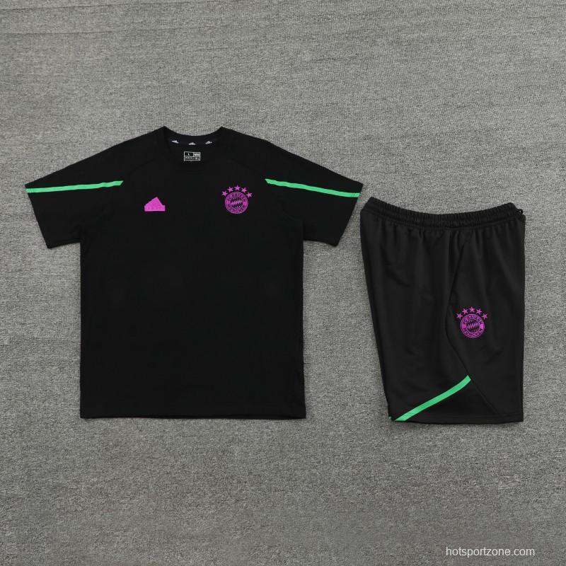 23/24 Bayern Munich Black Cotton Short Sleeve Jersey+Shorts