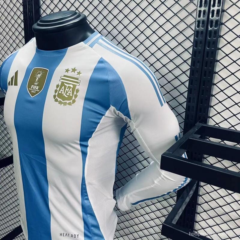 Player Version 2024 Argentina Long Sleeve Home Jersey