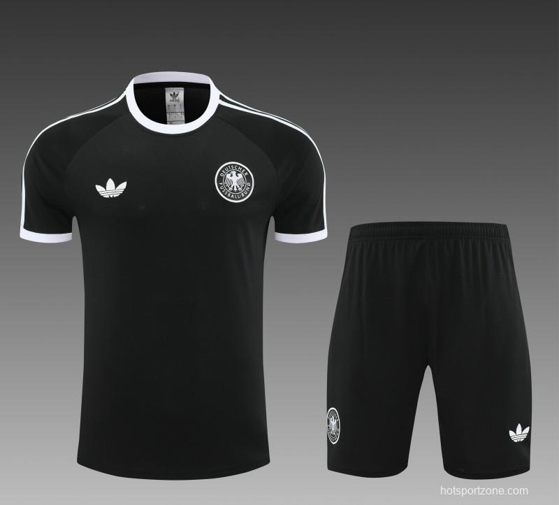 2024 Germany Black Cotton Short Sleeve Jersey+Shorts