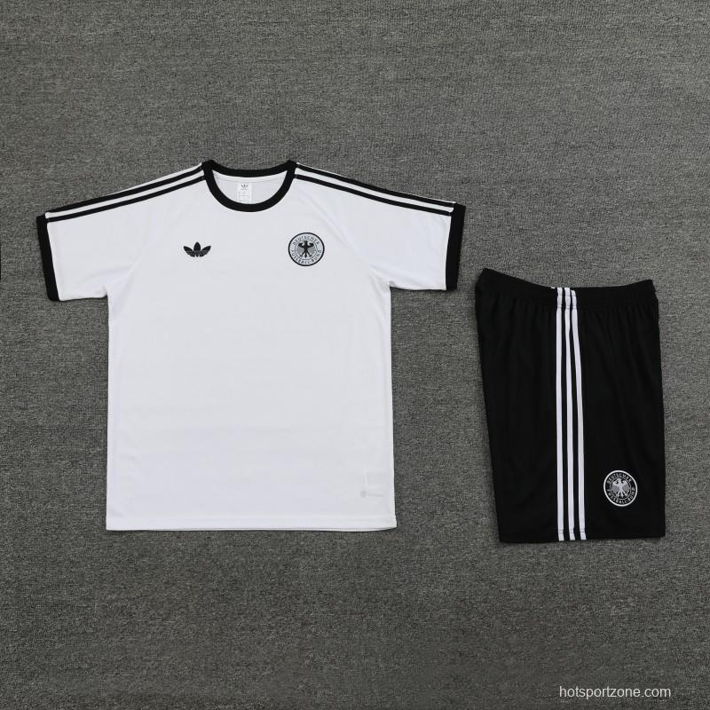 2024 Germany White Cotton Short Sleeve Jersey+Shorts