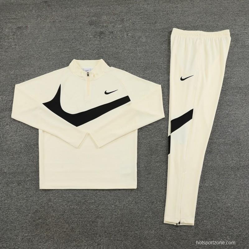 2024 Nike Light Yellow/Black Half Zipper Jacket+Pants