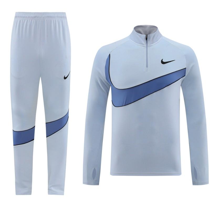 2024 Nike Light Blue Half Zipper Jacket+Pants