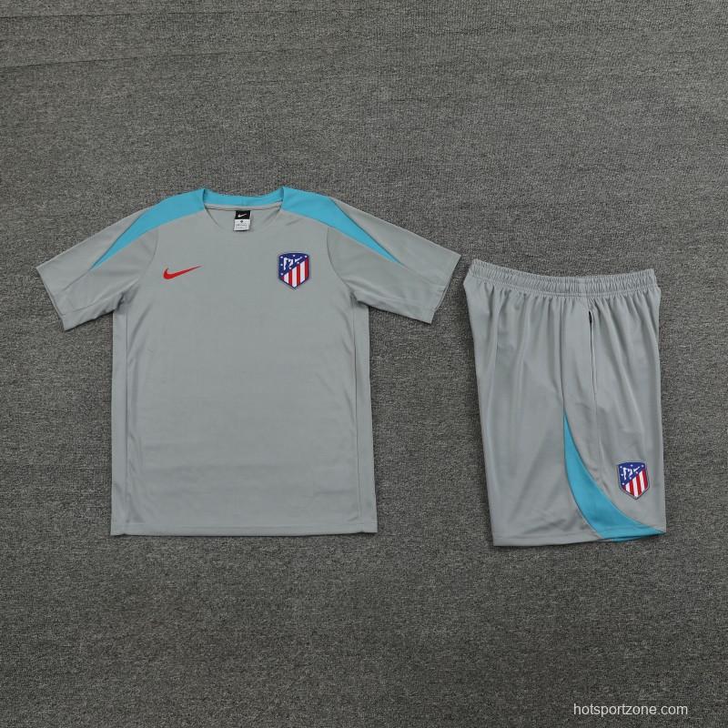 23/24 Atletico Madrid Grey Cotton Short Sleeve Jersey+Shorts