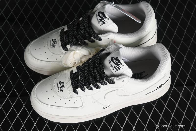 Nike Air Force 1'07 Low Beige and Black Stars Casual Sneakers