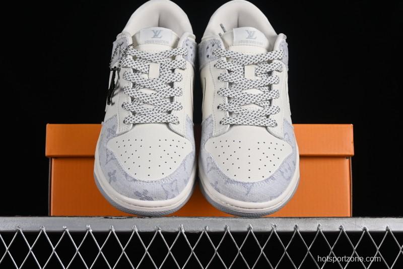 Nike SB Dunk Low LV Collaboration - Tie-Dye Denim Glow in the Dark Anniversary Custom Low-Top Casual Sneakers - FC1688-192