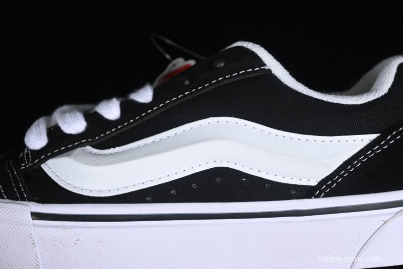 Vans Classics Knu Skool Coca-Cola Collaboration Black White Embroidery Chunky Tongue Sneakers - VN0009QC6BTI