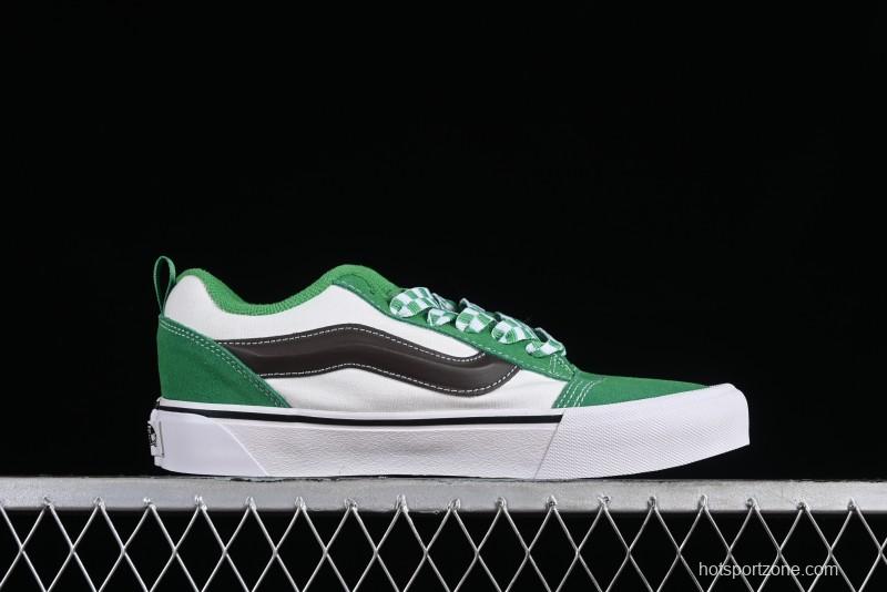 Vans Classics Knu Skool White Green Chunky Tongue Retro Sneakers - VN0009QCV0N