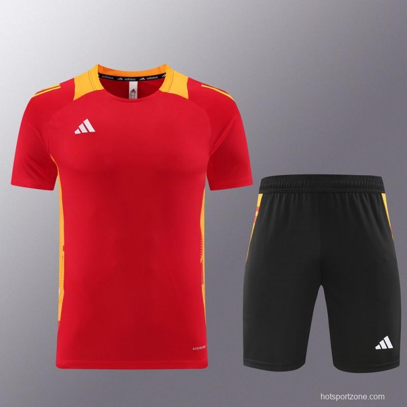 2024 Adidas Red/Yellow Short Sleeve Jersey+Shorts