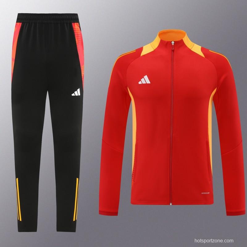 24/25 Adidas Red/Orange Full Zipper Jacket +Long Pants