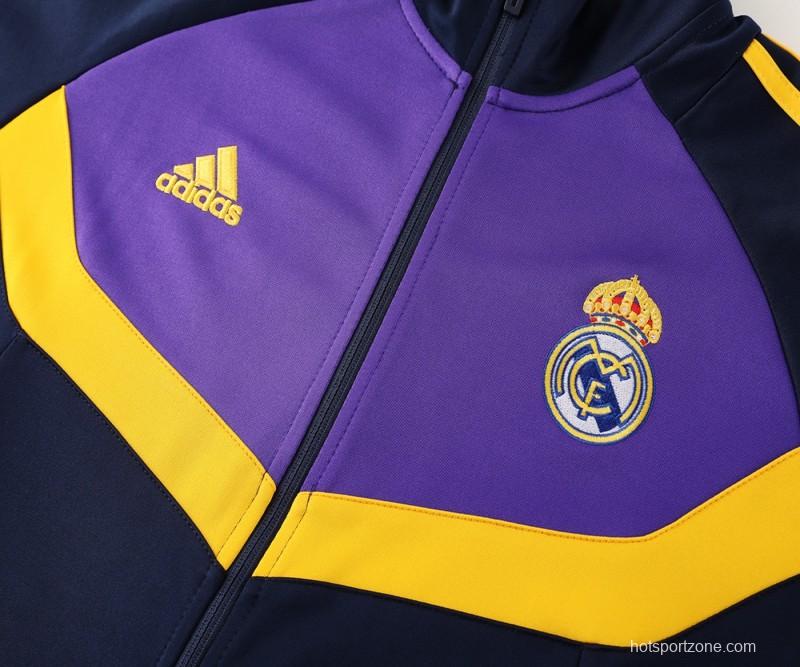 24/25 Real Madrid Black/Purple Full Zipper Jacket +Long Pants