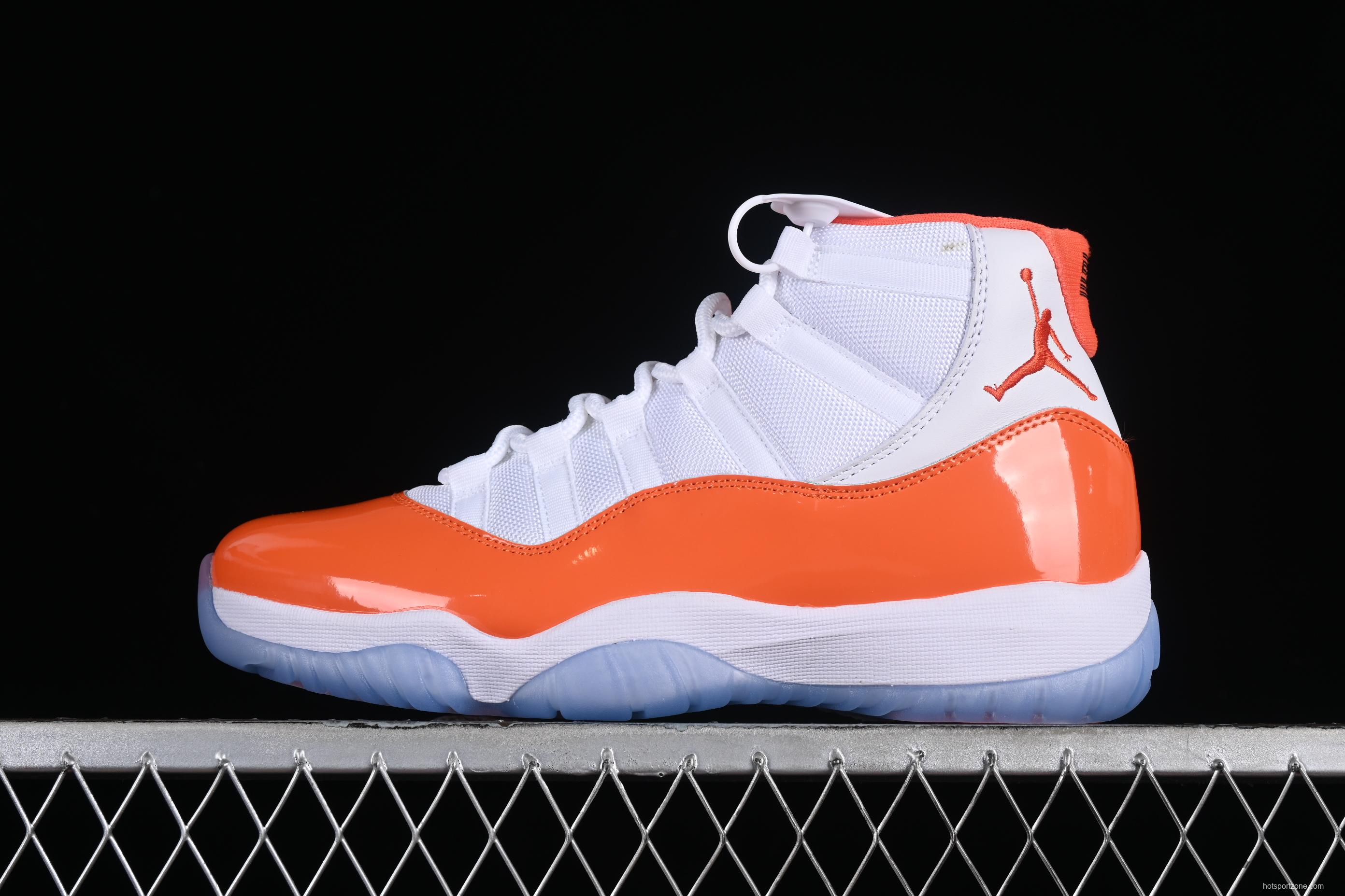 Nike Air Jordan 11 Retro Basketball Shoes with White Orange Design - 378037-002