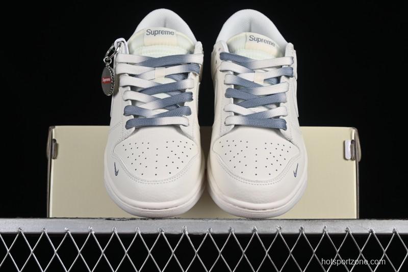 Supreme x Nike SB Dunk Low Anniversary Edition White Grey Customized Low-Top Casual Skate Shoes - BB8657-105