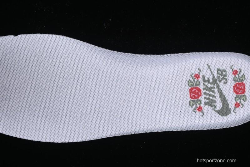 Nike SB Dunk Low Retro Sneakers with Floral Embossed Design and Tiffany Blue Accents - FZ3129-200