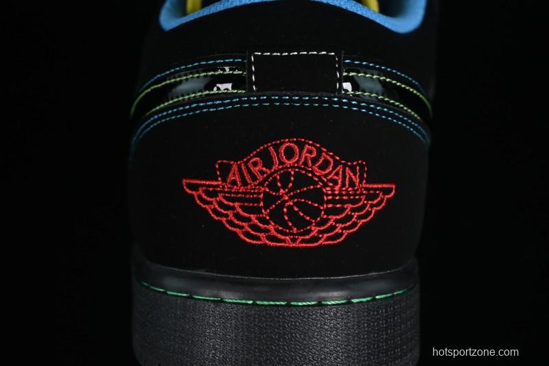 Nike Air Jordan 1 Low AJ1 Black Green Low Top Lifestyle Basketball Shoes - 338145-003