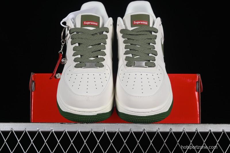 Supreme x Nike Air Force 1'07 Low Beige Green Casual Sneakers with Zoom Air Cushion - HD1968-008