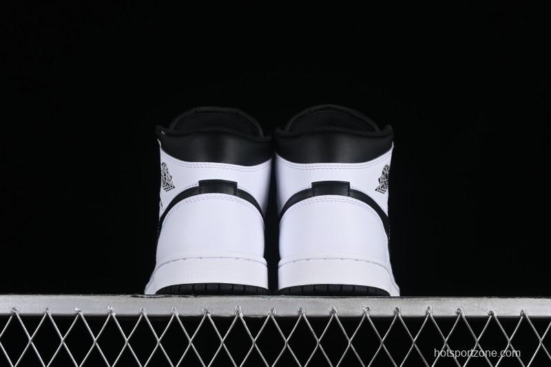 Nike Air Jordan 1 Mid AJ1 White Black Mid-Top Casual Sneakers - DQ8426-132