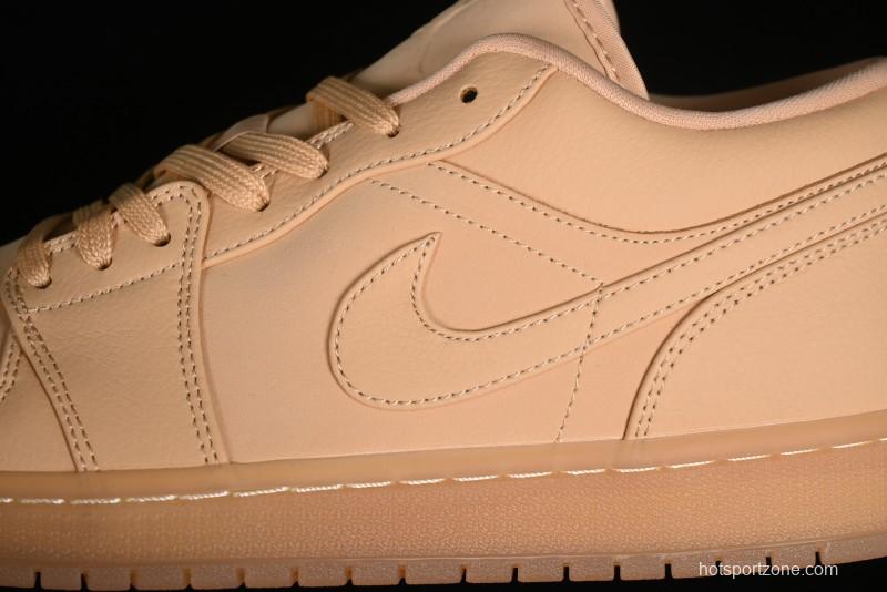 Nike Air Jordan 1 Low AJ1 Lifestyle Basketball Shoes in Warm Yellow with Gum Sole - FZ3972-294
