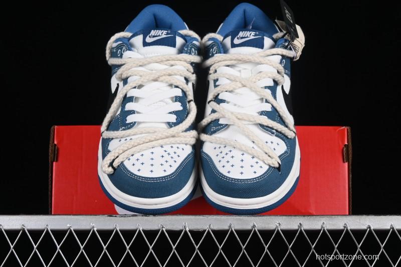 Nike Dunk Low Retro High Street Style Sashiko Stitch Hemp Rope Deconstructed SB Lace-Up Low-Top Casual Sneakers - DV0834-101