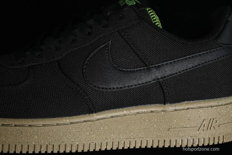 Nike Air Force 1 '07 Low Black Green Canvas Casual Sneakers - FJ4160-001