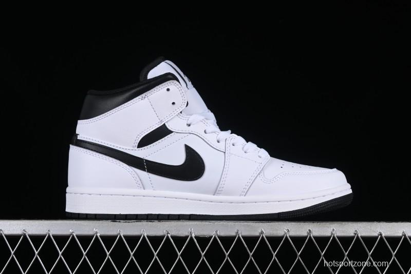 Nike Air Jordan 1 Mid AJ1 White Black Mid-Top Casual Sneakers - DQ8426-132
