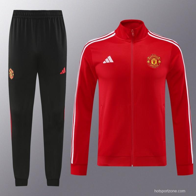 24/25 Manchester United Red Full Zipper Jacket +Long Pants