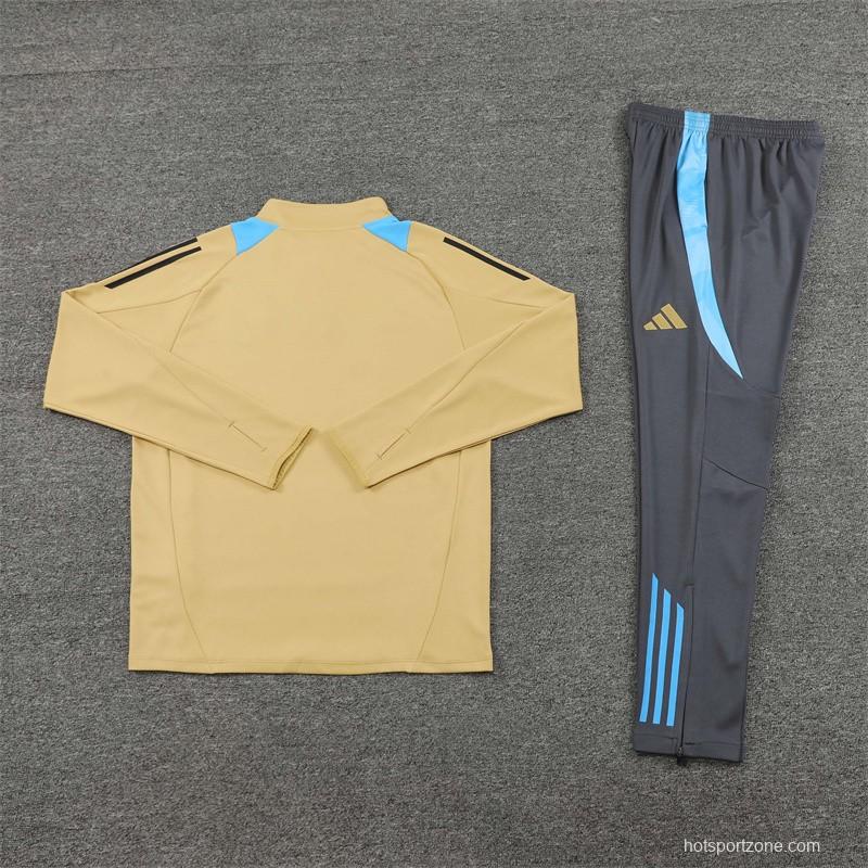 2024 Argentina Golden Half Zipper Jacket+Long Pants