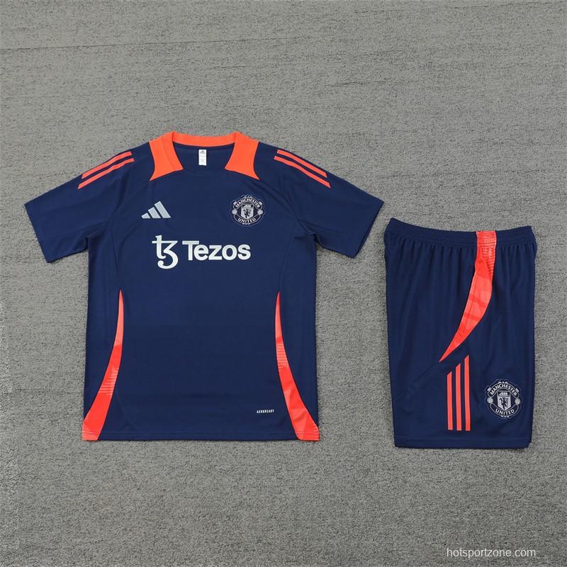 24/25 Manchester United Navy Short Sleeve Jersey+Shorts