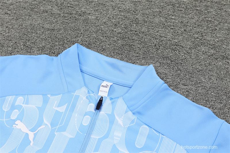 24/25 Manchester City Light Blue Half Zipper Jacket+Long Pants