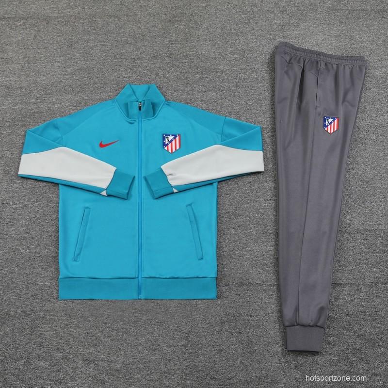 24/25 Atletico Madrid Blue Full Zipper Jacket +Long Pants