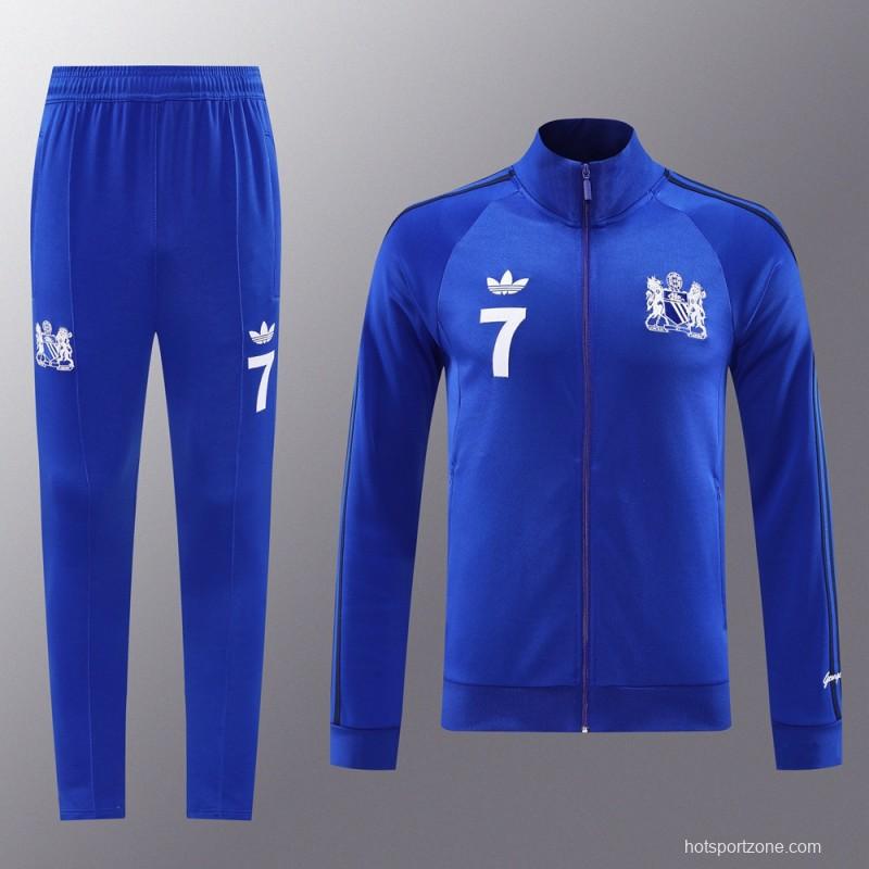 24/25 Manchester United Blue Full Zipper Jacket +Long Pants