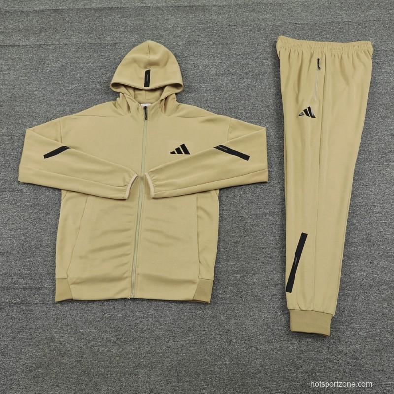 2024 Adidas Yellow Hoodie Full Zipper Jacket +Long Pants