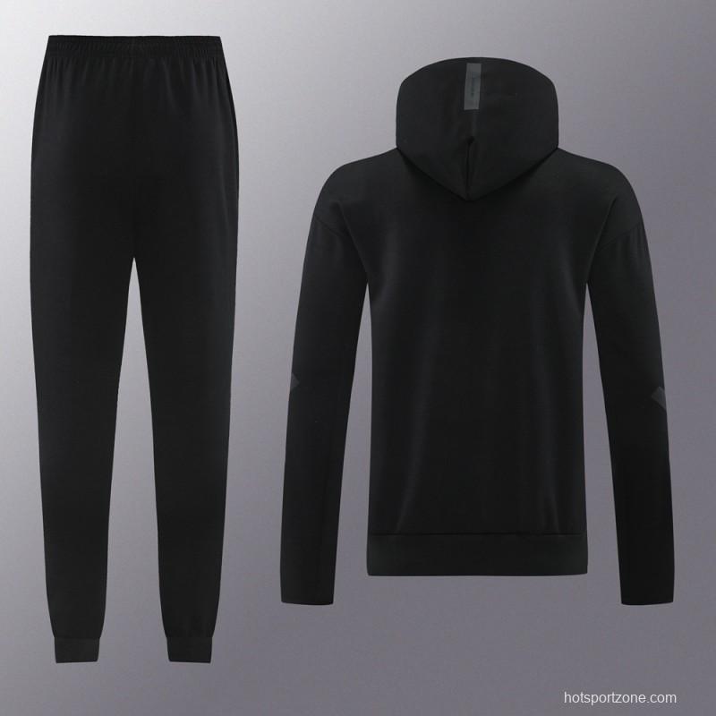 2024 Adidas Black Hoodie Full Zipper Jacket +Long Pants