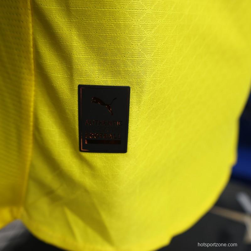 Player Version 25/26 Borussia Dortmund Home Yellow with Black Brush Stroke Jersey