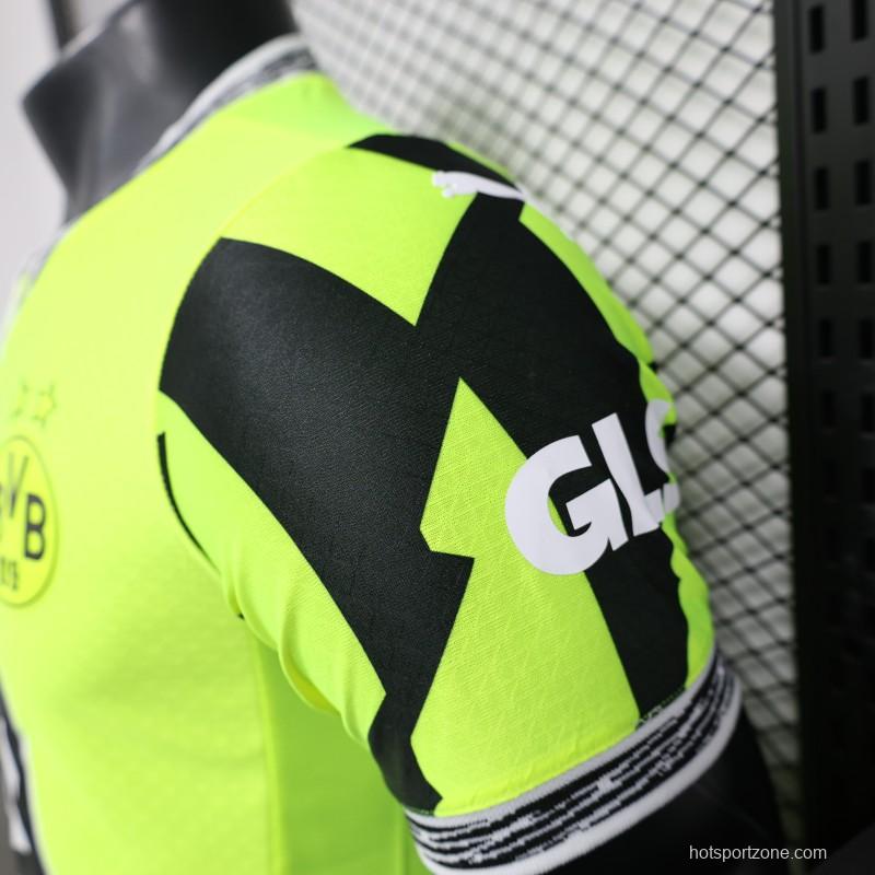 Player Version Borussia Dortmund 25/26 Neon Green Home Jersey with 1&1 Sponsor