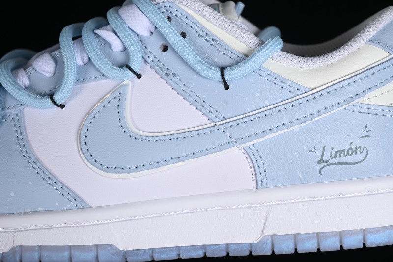 Nike Dunk Low SB Casual Sneakers in Light Blue with Sea Salt Lime Accents - FJ7743-194
