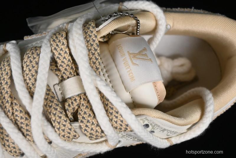 Nike SB Dunk Low LV Collaboration Strap Beige Swoosh Anniversary High-End Custom Low-Top Casual Sneakers - SJ2068-250