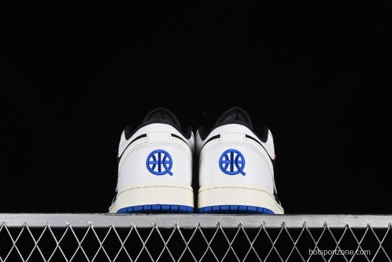 Nike Air Jordan 1 Low "Quai 54" Casual Sneakers in White Black Blue - HQ0764-001
