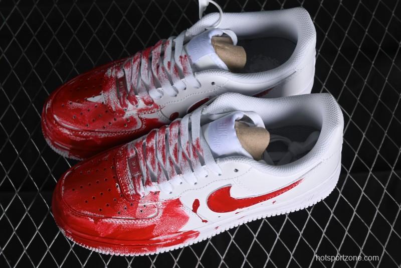 Nike Air Force 1 '07 Low Casual Sneakers with Anime Graffiti Style Crime Scene Design - 315122-211