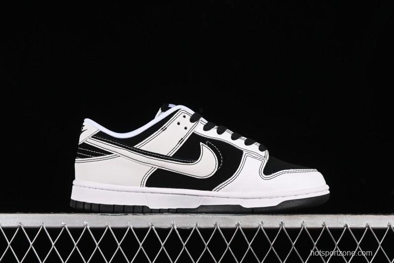 Nike SB Dunk Low Supreme Collaboration - Reverse Black White Swoosh Anniversary Custom Low-Top Casual Sneakers - FC1688-144