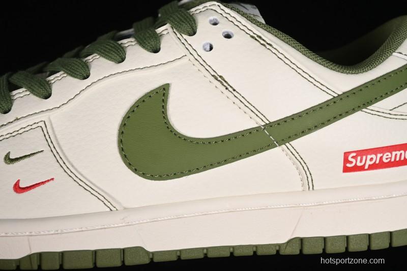 Nike SB Dunk Low Supreme Collaboration - Military Green Double Swoosh Anniversary Custom Low-Top Casual Sneakers - XX2025-319