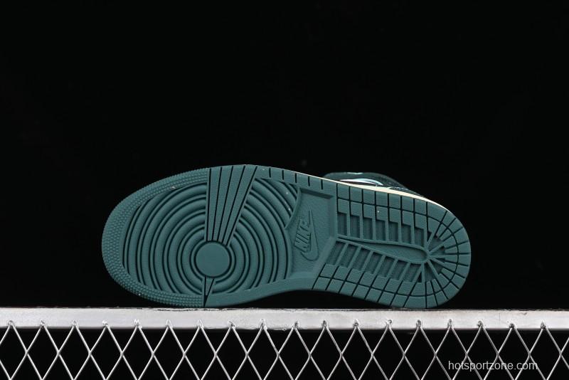 Nike Air Jordan 1 Mid AJ1 Snake Black Green Toe Mid-Top Basketball Shoes - FQ7818-100