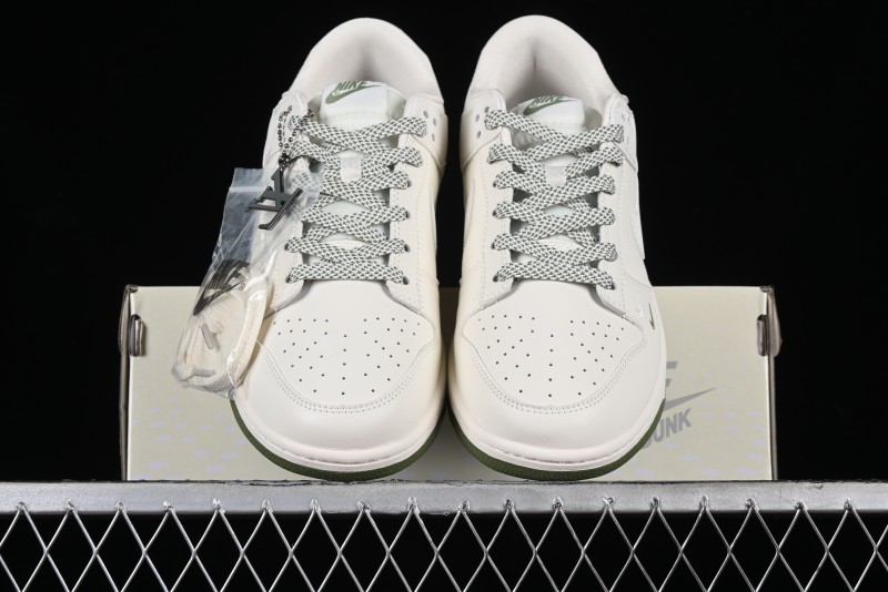 Nike SB Dunk Low LV Collaboration - Beige Green Luxury Custom Low-Top Casual Sneakers - XX2025-318