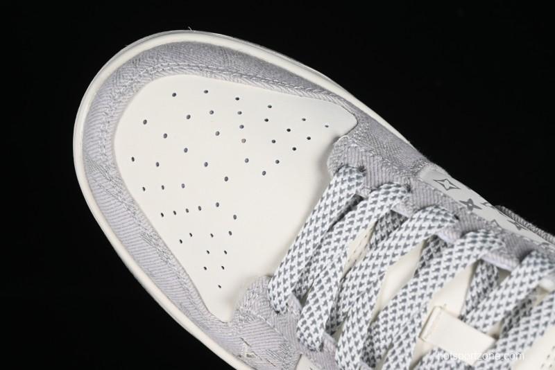 Nike SB Dunk Low LV Collaboration - Beige Denim Anniversary High-End Custom Low-Top Casual Skate Shoes - JH8310-947