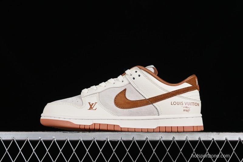 Nike SB Dunk Low LV Collaboration - Chocolate Anniversary High-End Custom Low-Top Casual Skate Shoes - FC1688-133