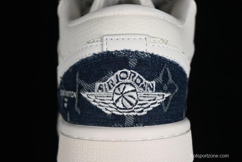 Nike Air Jordan 1 Low LV Collaboration - Light Blue Retro Casual Sneakers - SJ9950-003