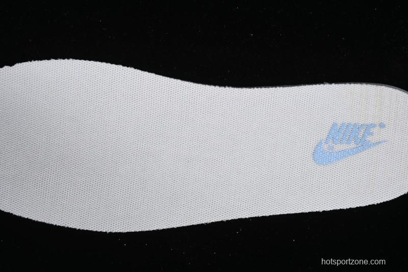 Stussy x Nike Dunk Low SB Skate Shoes in White with Light Blue Swoosh - DQ1098-380