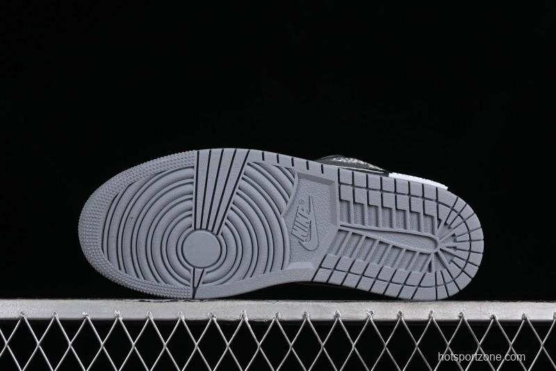 Nike Air Jordan 1 Low AJ1 Panda Prank Modern Gray Silver Black Low-top Casual Sneakers - 553560-053