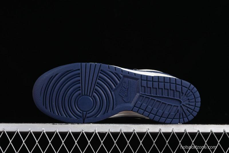 Nike SB Dunk Low LV Collaboration - Suede Navy Blue Anniversary High-End Custom Low-Top Casual Sneakers - FC1688-134