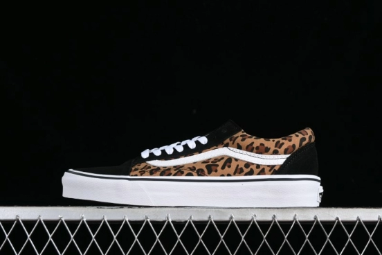 Vans Old Skool Classic Retro Low-Top Canvas Sneakers with Leopard Print and Slip-Resistant Sole - VN000CR5CJK