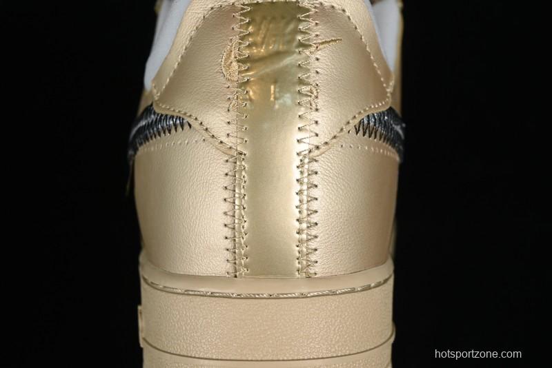 Off-White x Nike Air Force 1 '07 Low "Metal Gold" Casual Sneakers - DX1419-900